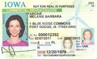 Image of Iowa's Driver's License