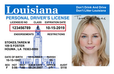 Image of Louisiana's Driver's License