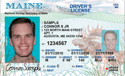 Image of Maine's Driver's License