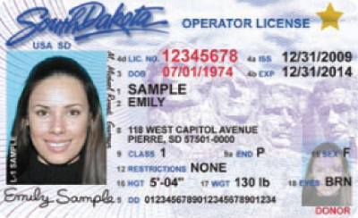 Image of South Dakota's Driver's License
