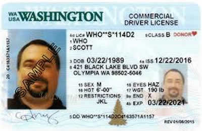 Image of Washington's Driver's License