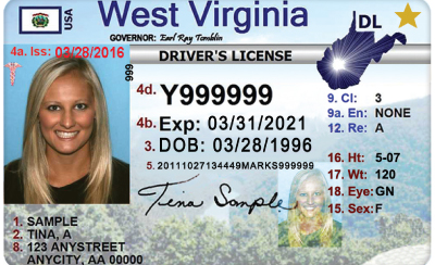Image of West Virginia's Driver's License