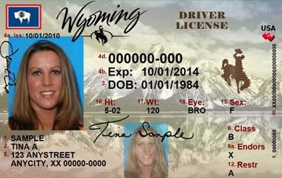 Image of Wyoming's Driver's License